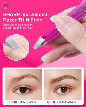 GlamTweeler tweezers held in hand for size reference