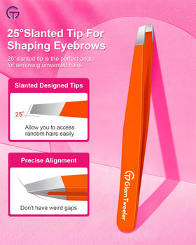 GlamTweeler tweezers in leather case, open view