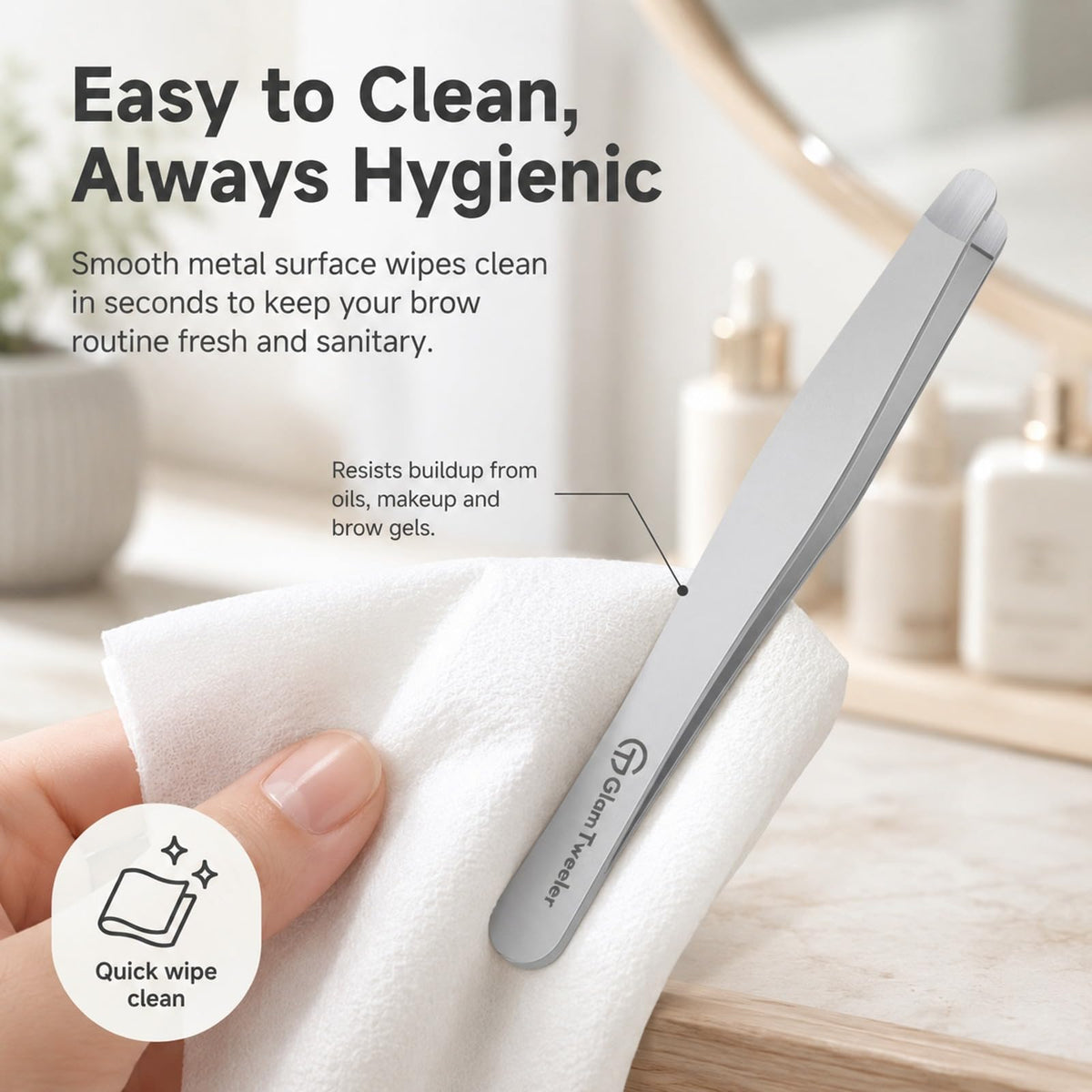GlamTweeler tweezers in packaging with product details