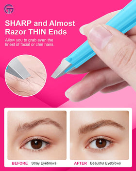 GlamTweeler tweezers in Sparkle Blue with ergonomic design
