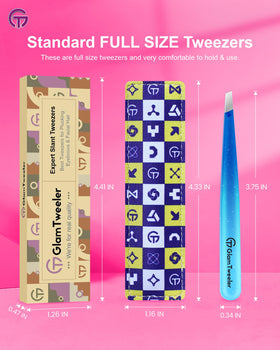 GlamTweeler tweezers in travel case open showing the product inside