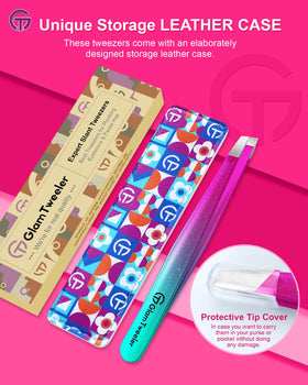 GlamTweeler tweezers in travel pouch with zipper