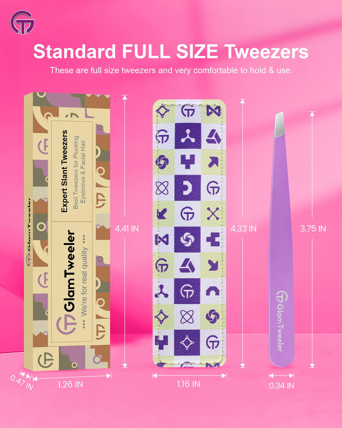 GlamTweeler tweezers in travel-ready leather case