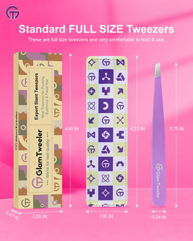 GlamTweeler tweezers in travel-ready leather case