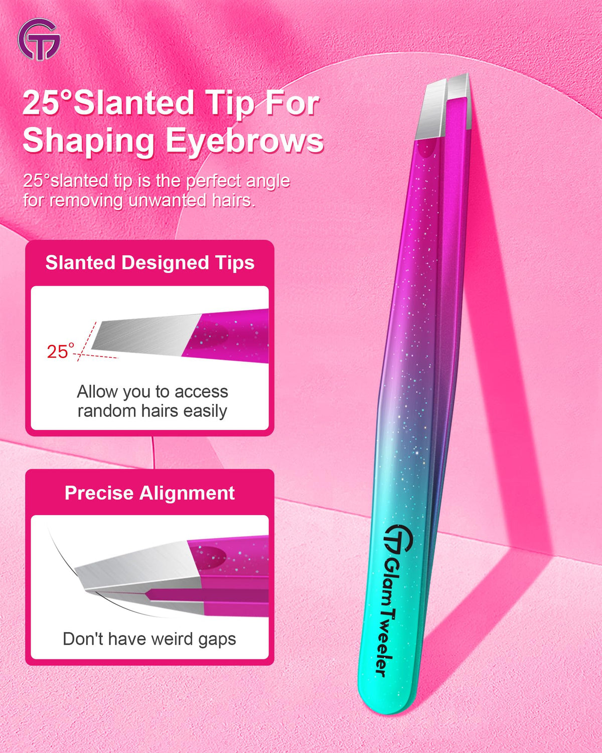 GlamTweeler tweezers inside protective leather case