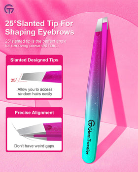GlamTweeler tweezers inside protective leather case