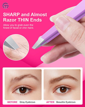 GlamTweeler tweezers showing sharp slant tips