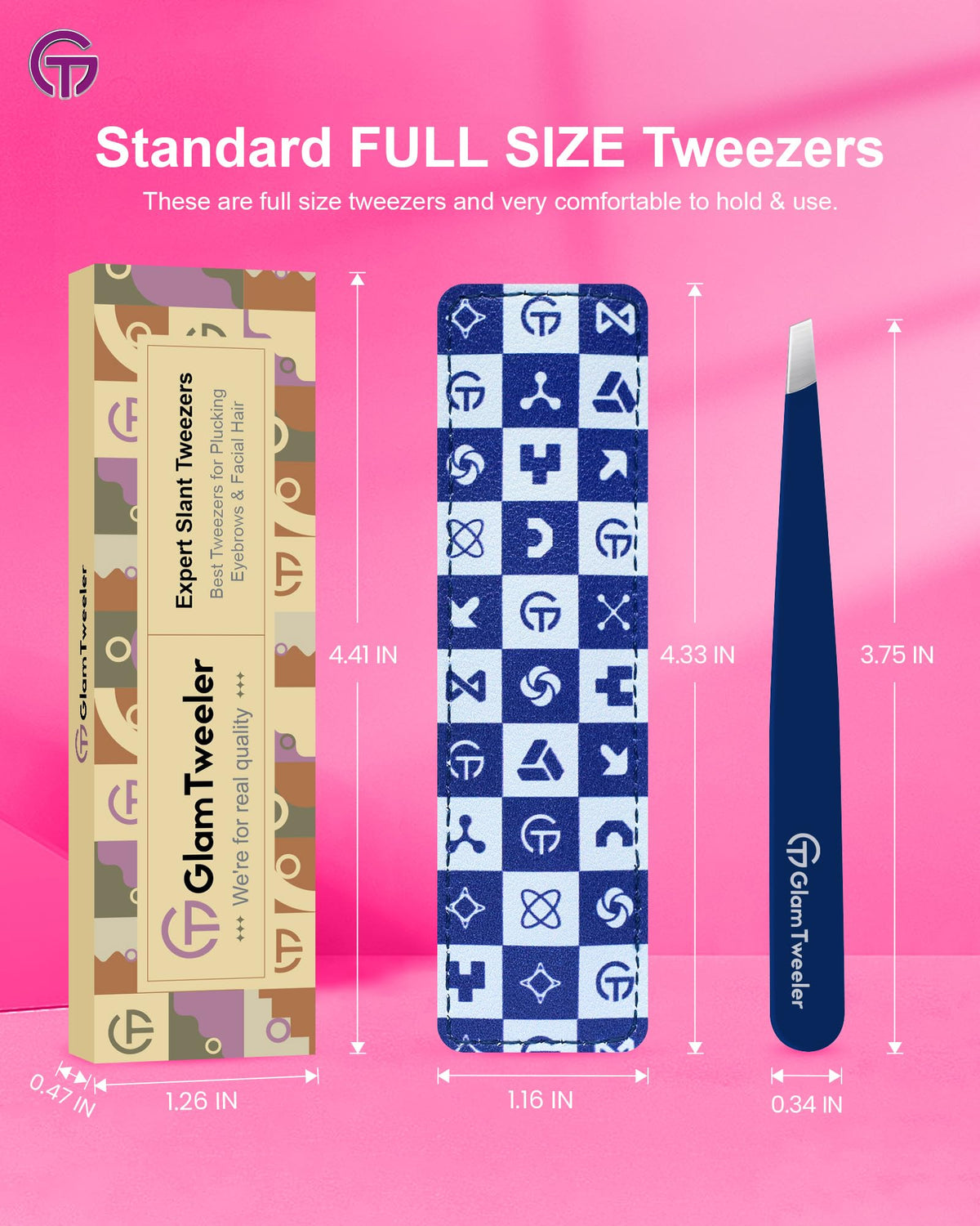 GlamTweeler tweezers showing sharp slant tips for hair removal