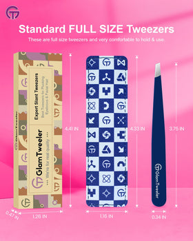 GlamTweeler tweezers showing sharp slant tips for hair removal