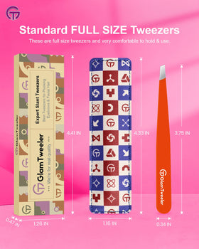 GlamTweeler tweezers with leather case, travel-ready