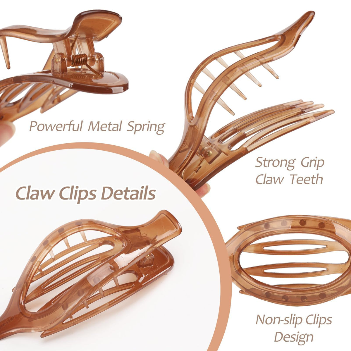 Glaudmeiss Flat Claw Clip in grey on a white background
