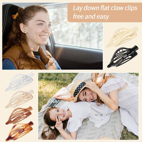 Glaudmeiss Flat Claw Clip in khaki with hair secured