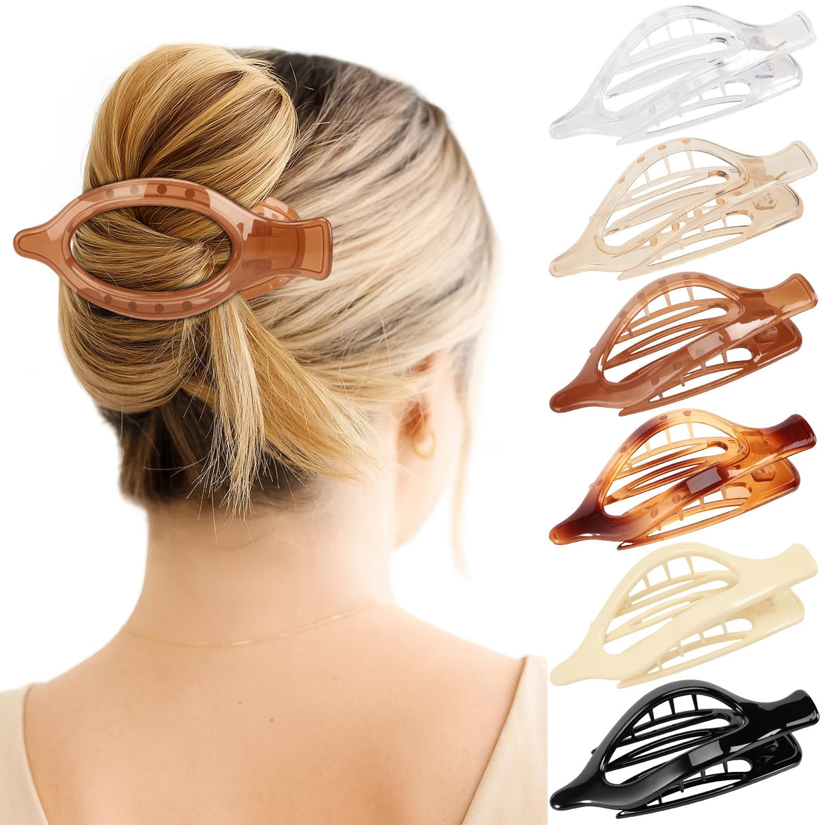Glaudmeiss Flat Claw Clips set in six neutral colours
