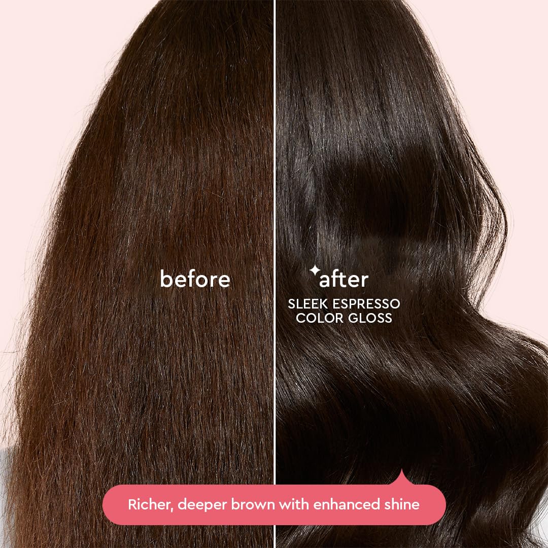 glaze Supergloss Color Conditioning Gloss application on natural dark brown hair