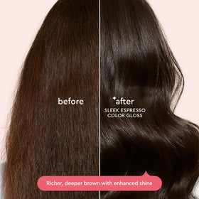 glaze Supergloss Color Conditioning Gloss application on natural dark brown hair