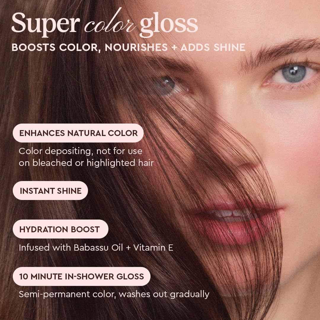 Glaze Supergloss Color Conditioning Gloss Chocolate Gleam on dark brown hair