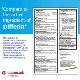 Glenmark Adapalene Gel 0.1% 45g tube back view