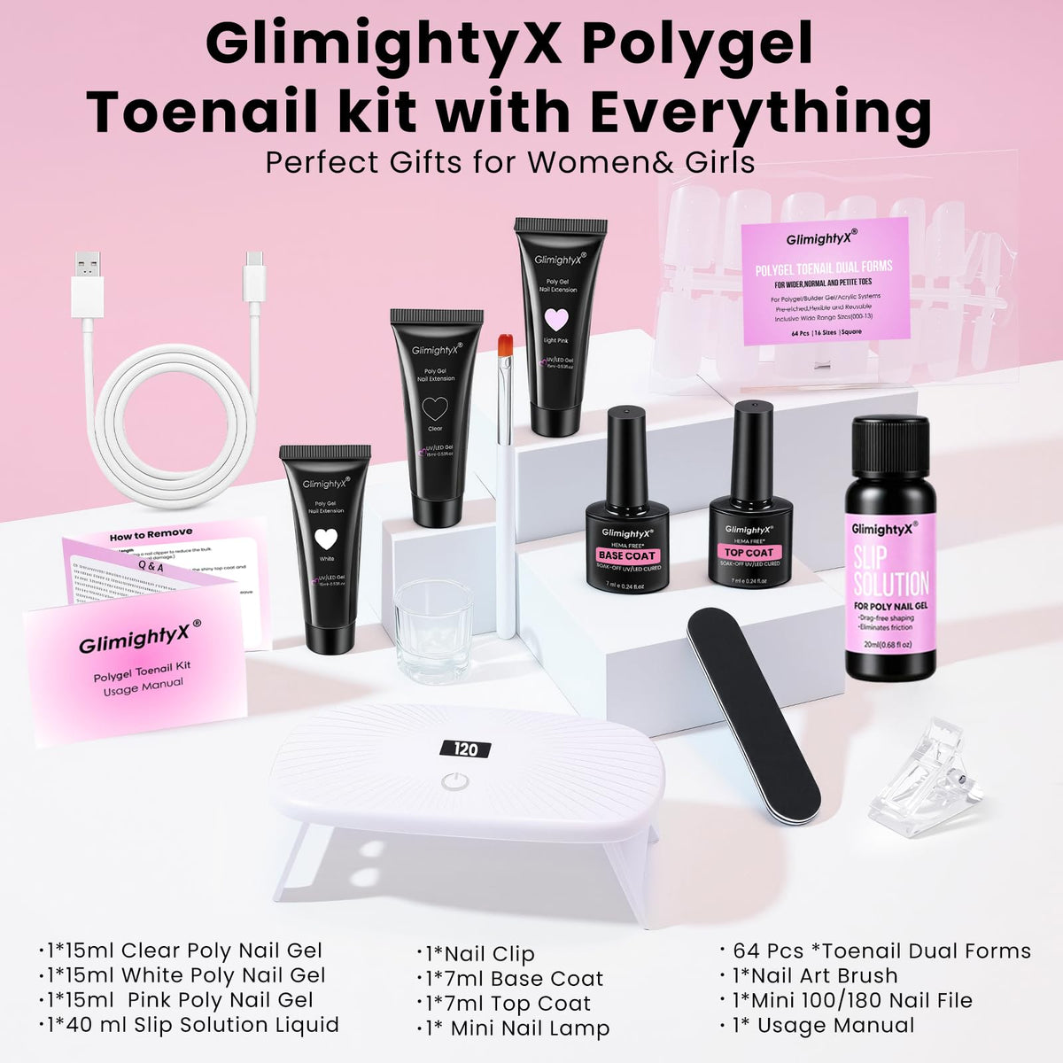 GlimightyX toenail dual forms in various sizes