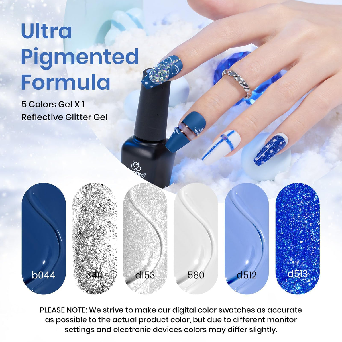 Glitter Silver gel polish from beetles Gel Polish Set