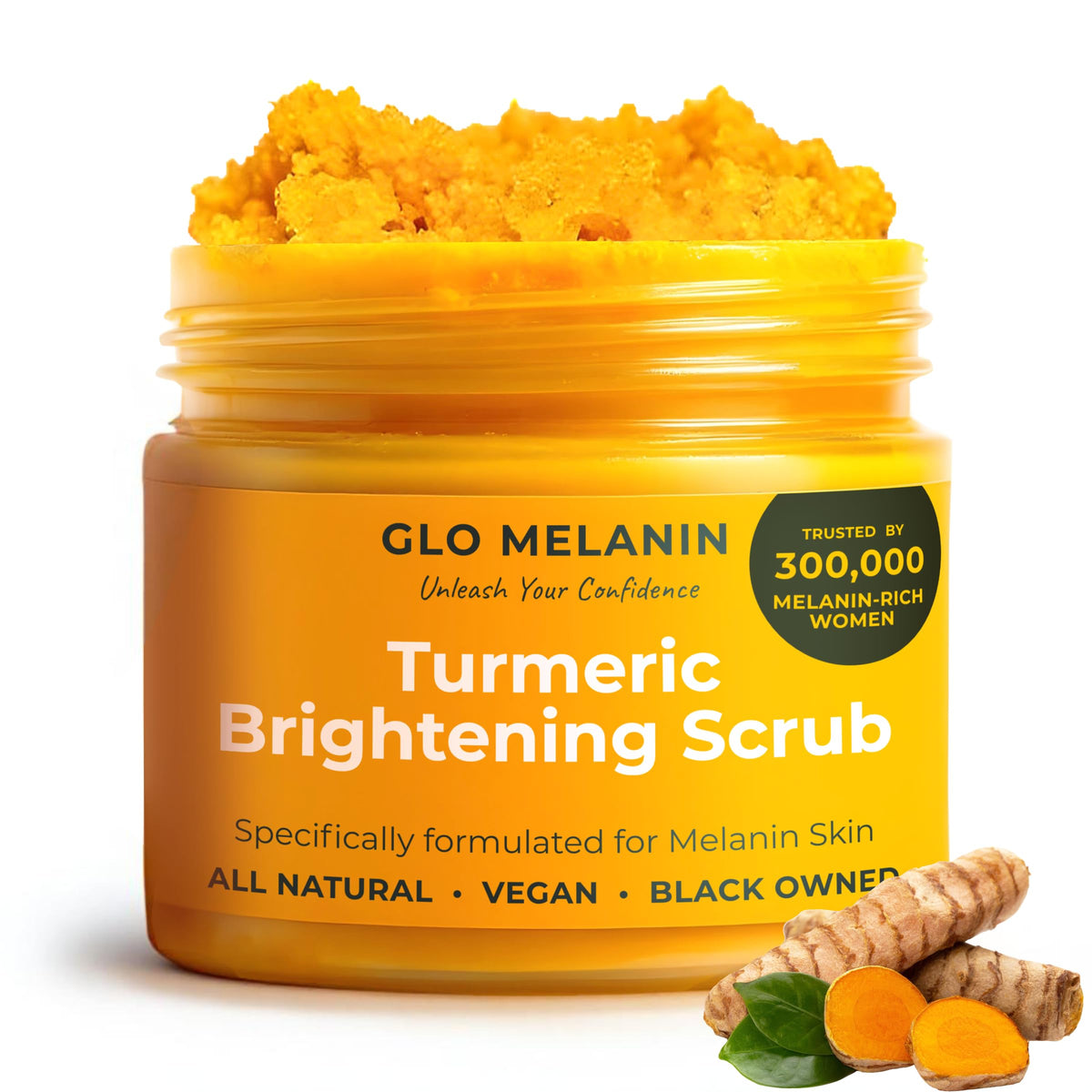Glo Melanin Turmeric Scrub with exfoliating particles