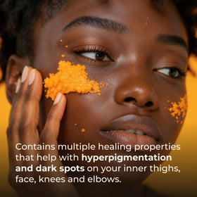 Glo Melanin Turmeric Scrub with natural ingredients