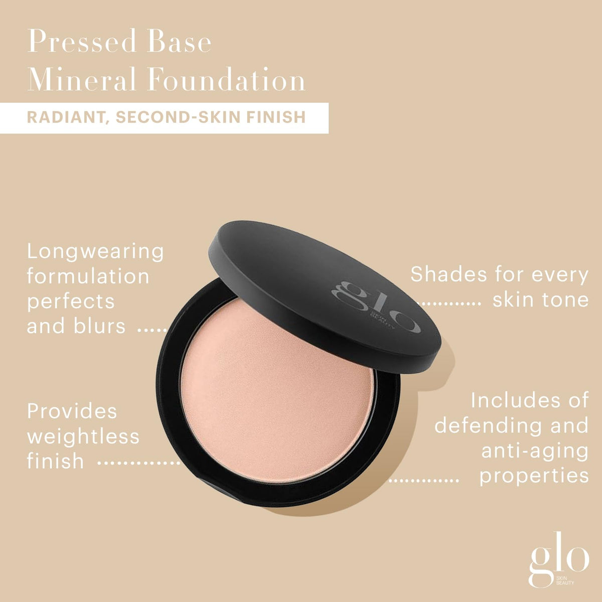 Glo Skin Beauty Pressed Base Powder Foundation Beige Dark side view
