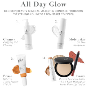 Glo Skin Beauty Pressed Base Powder Foundation Chestnut Medium on vanity