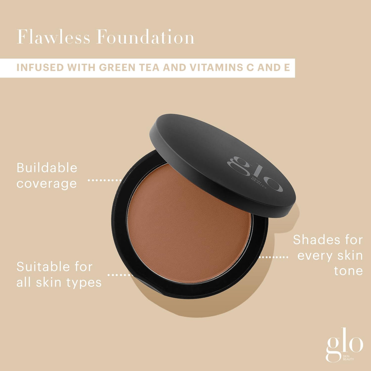 Glo Skin Beauty Pressed Base Powder Foundation Cocoa Light with applicator