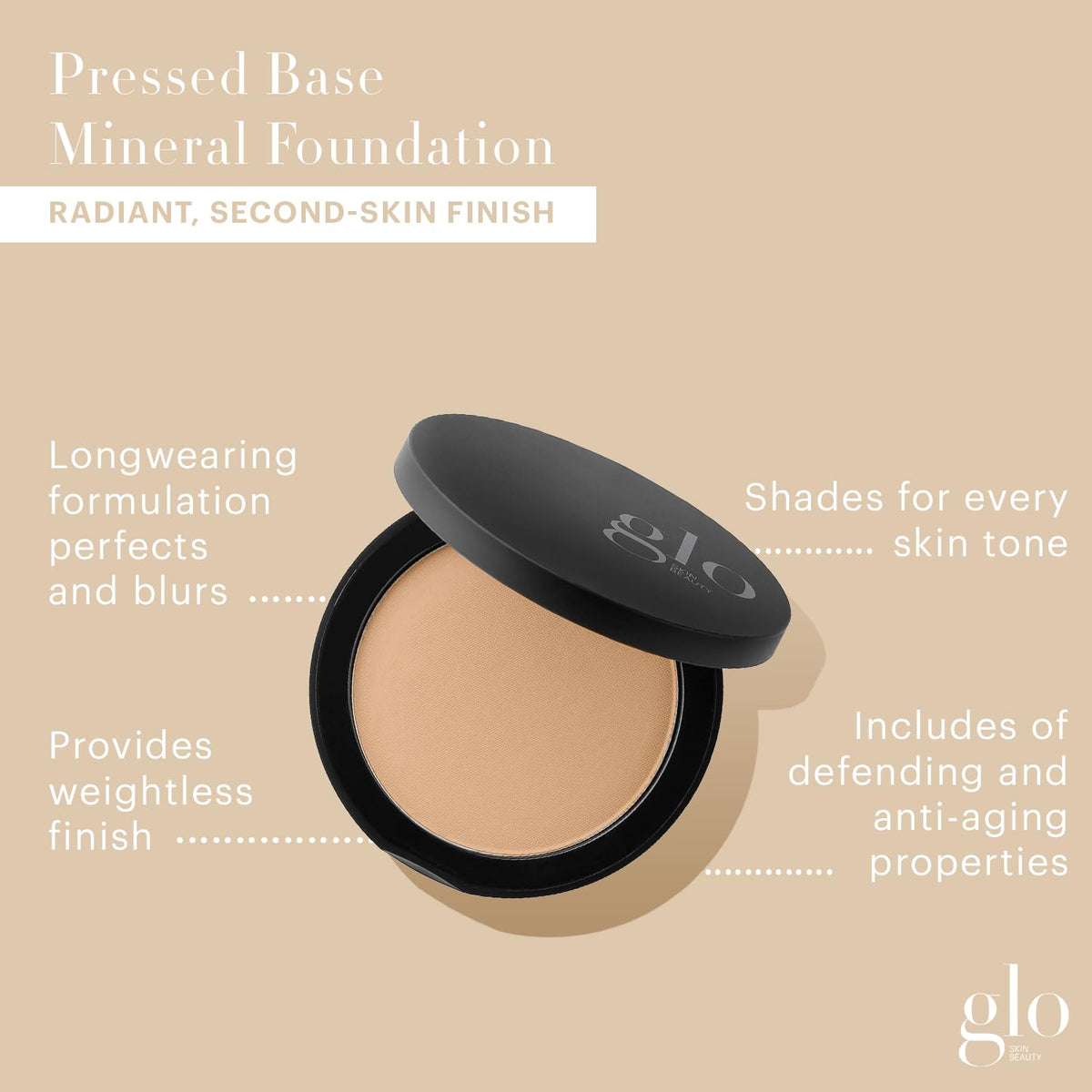 Glo Skin Beauty Pressed Base Powder Foundation Honey Medium packaging