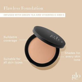 Glo Skin Beauty Pressed Base Powder Foundation Natural Dark open with powder