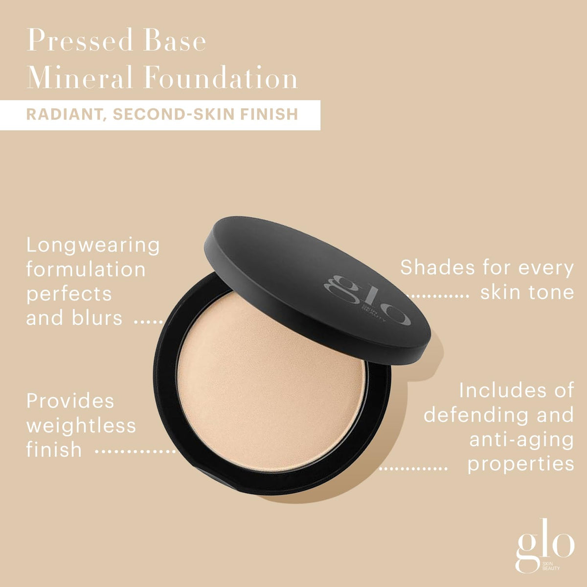 Glo Skin Beauty Pressed Base Powder Foundation Natural Fair packaging