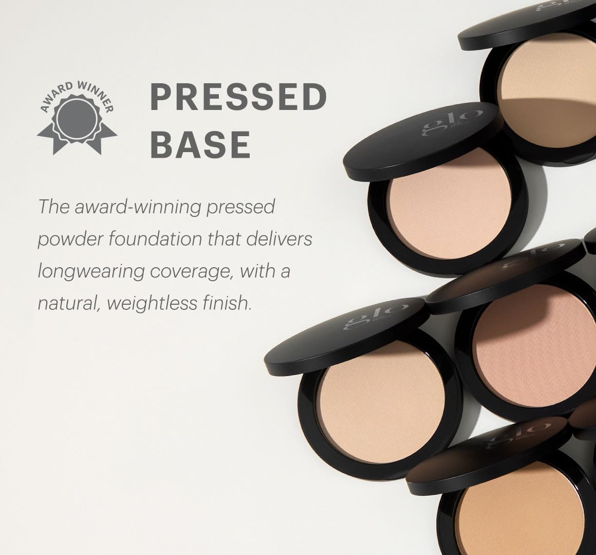 Glo Skin Beauty Pressed Base Powder Foundation Natural Medium open with powder visible
