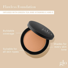 Glo Skin Beauty Pressed Base Powder Foundation Tawny Fair with open lid