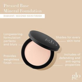 Glo Skin Beauty Pressed Base Powder Foundation top view showing compact design