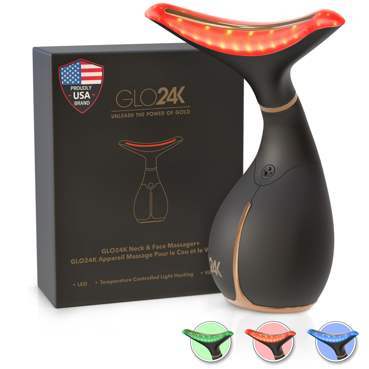 GLO24K LED Face Massager and Neck Wand front view