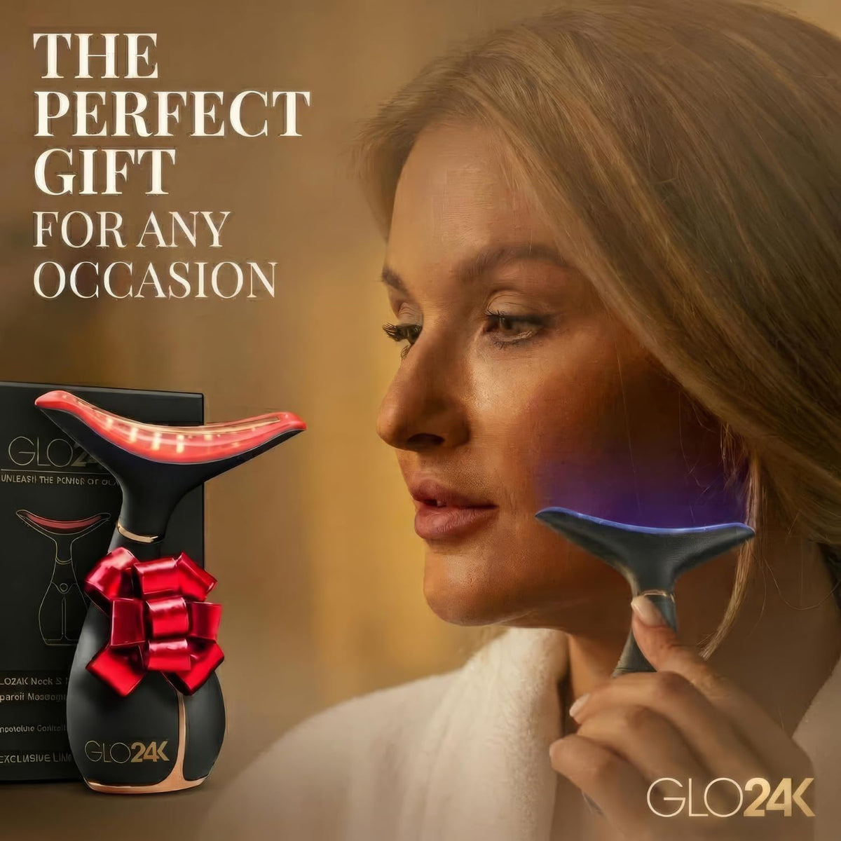 GLO24K LED Face Massager ergonomic design close-up