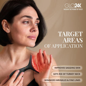GLO24K LED Face Massager in use on neck
