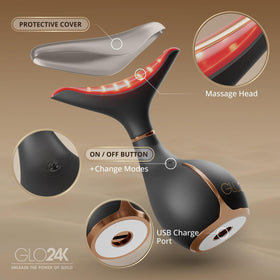 GLO24K LED Face Massager with USB-C charging cable