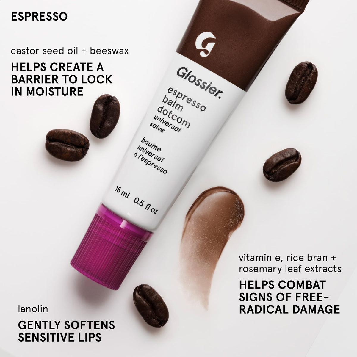 Glossier Balm Dotcom Espresso Mocha Lip Balm texture close-up