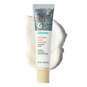 Glossier Balm Dotcom Lip Balm Birthday front view with soft shimmer