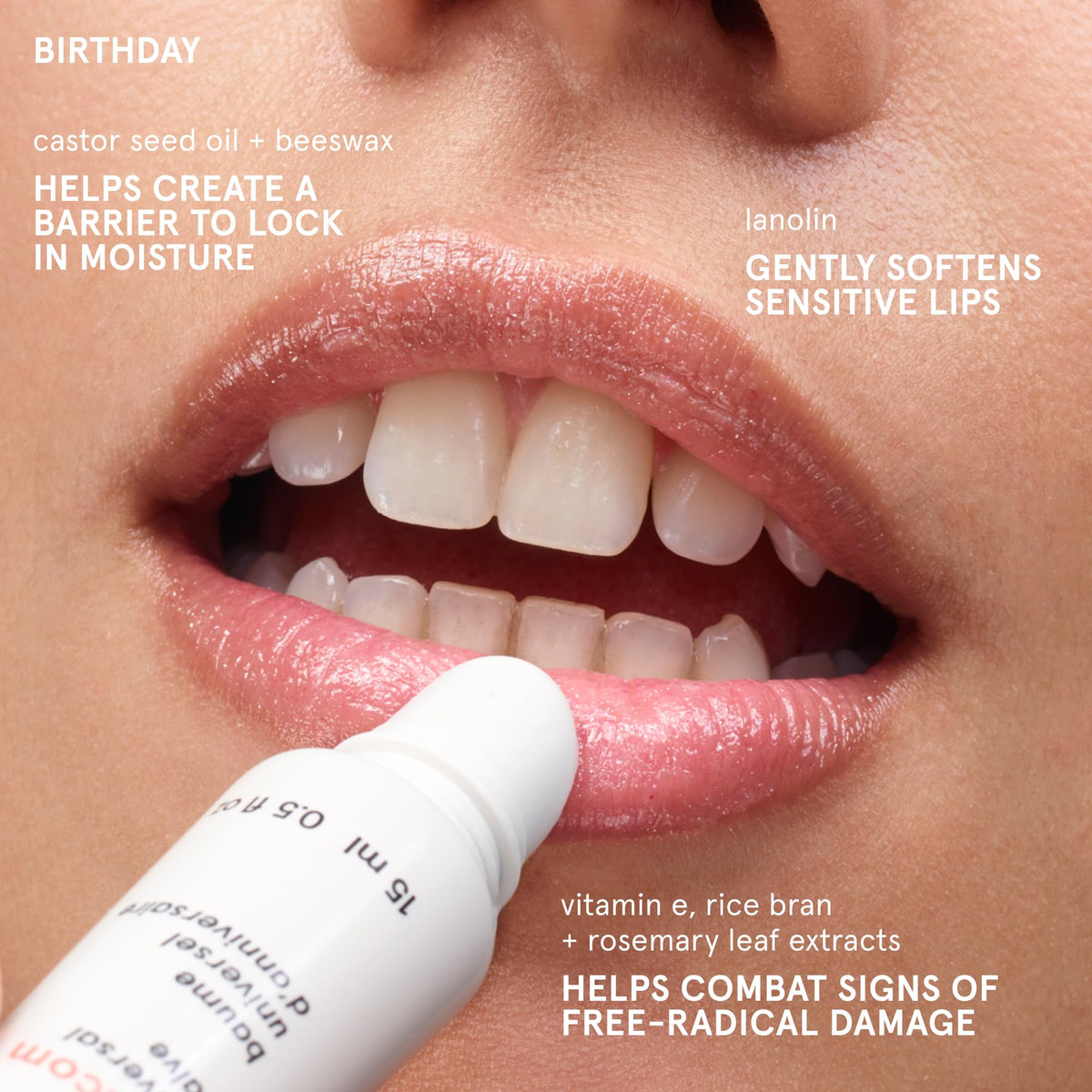Glossier Balm Dotcom Lip Balm Birthday texture close-up