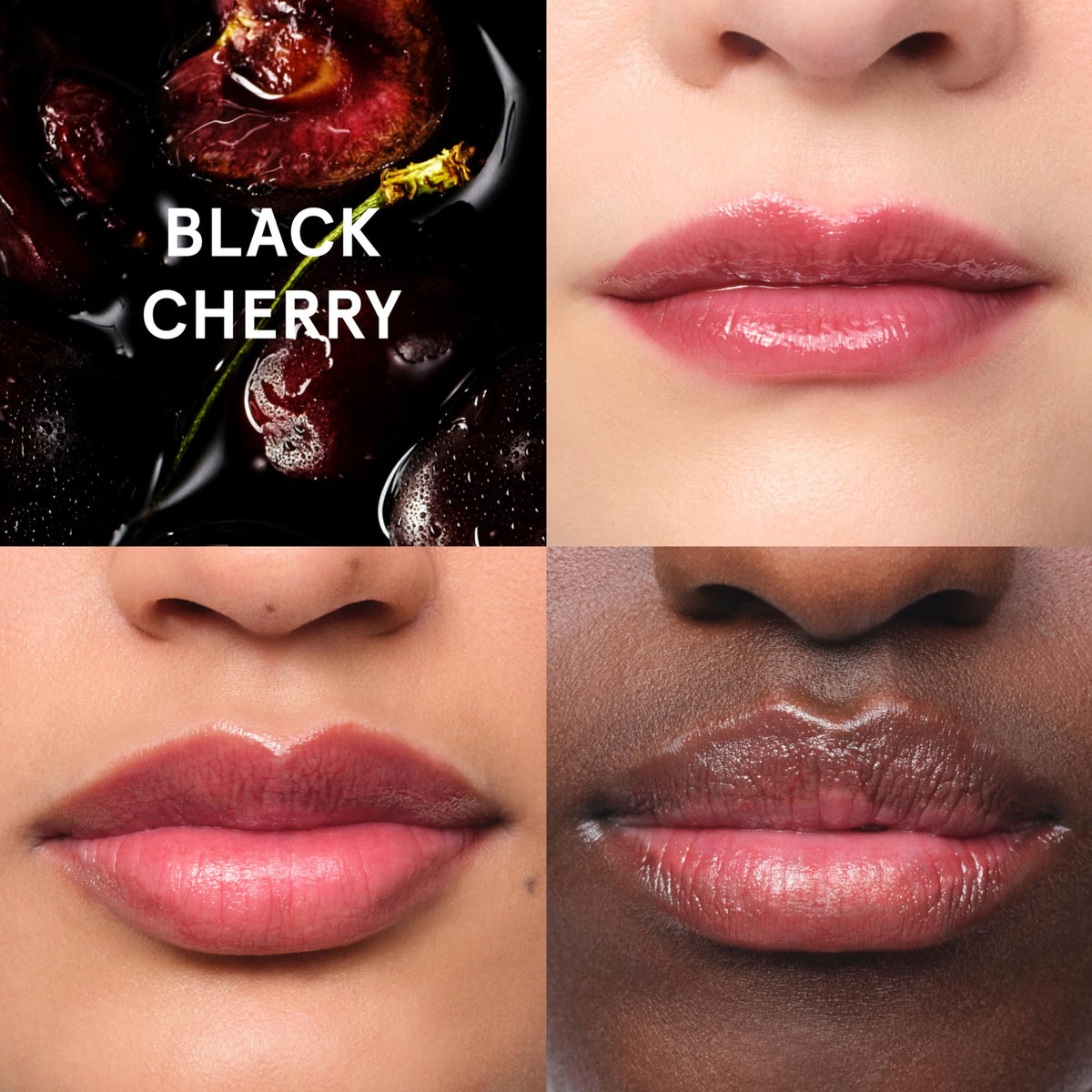 Glossier Balm Dotcom Lip Balm Black Cherry with other beauty products