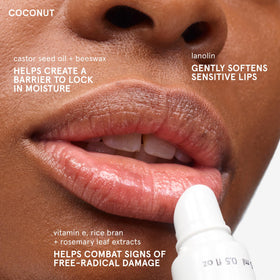Glossier Balm Dotcom Lip Balm Coconut 18g application on lips