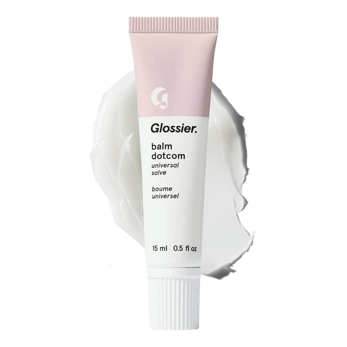Glossier Balm Dotcom Lip Balm front view, 18g tube