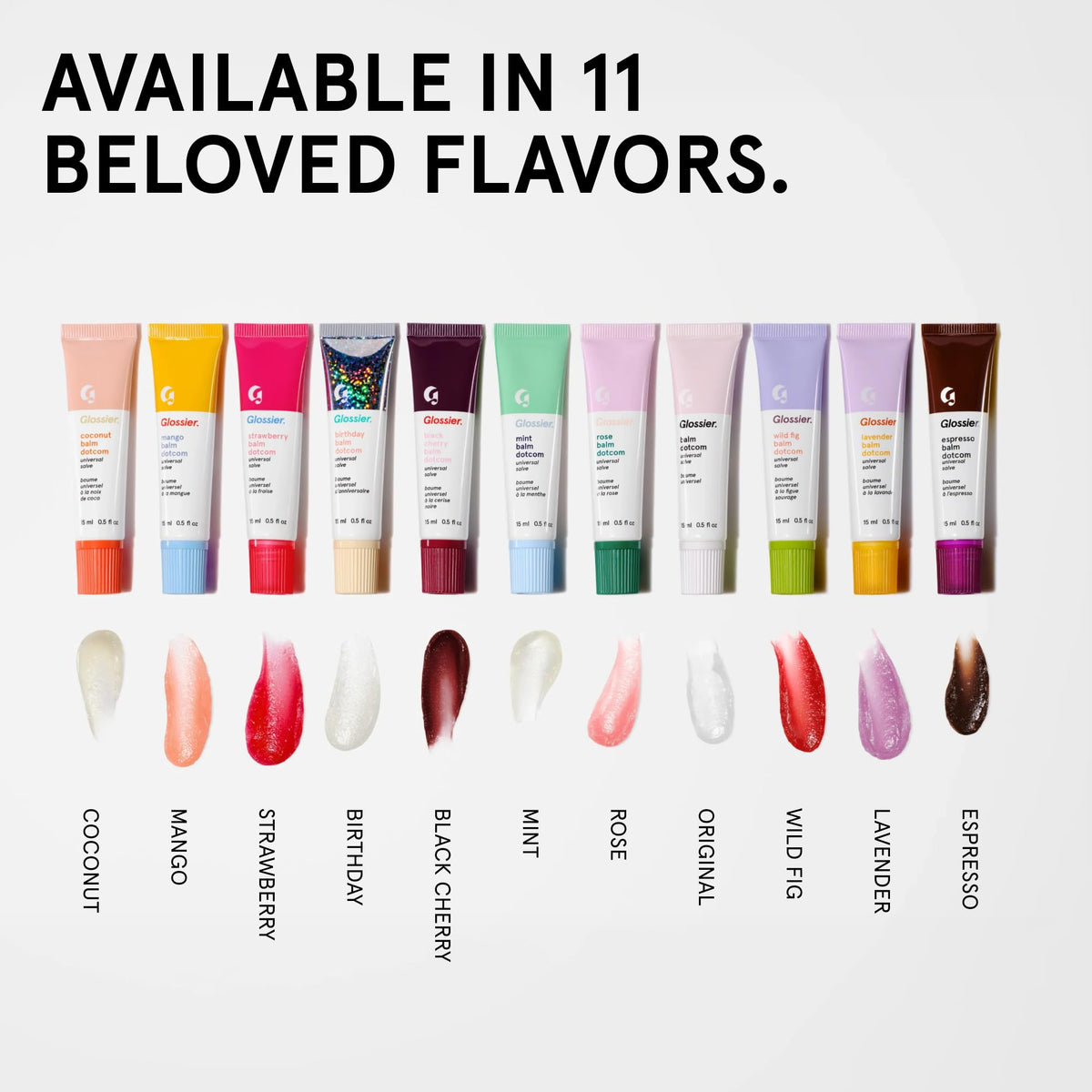 Glossier Balm Dotcom Lip Balm on a bathroom counter