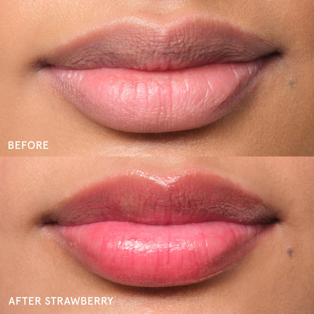 Glossier Balm Dotcom Lip Balm Strawberry Jammy Pink Tint application on cuticles