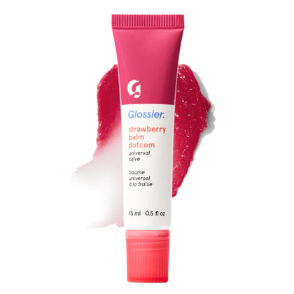 Glossier Balm Dotcom Lip Balm Strawberry Jammy Pink Tint front view