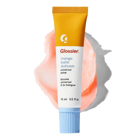 Glossier Balm Dotcom Mango Peach Tinted Lip Balm front view