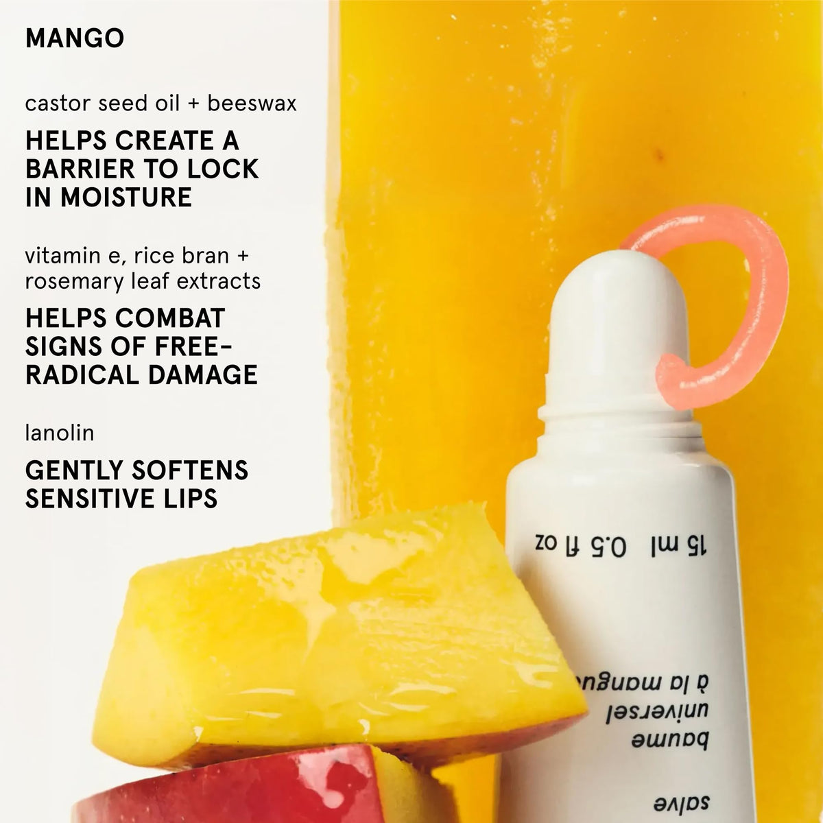 Glossier Balm Dotcom Mango Peach Tinted Lip Balm texture close-up