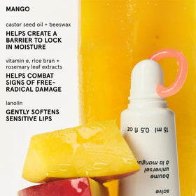 Glossier Balm Dotcom Mango Peach Tinted Lip Balm texture close-up